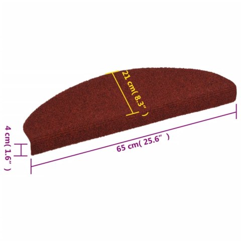 Samoprzylepne nakładki na schody, 15 szt., 65x21x4 cm, czerwone