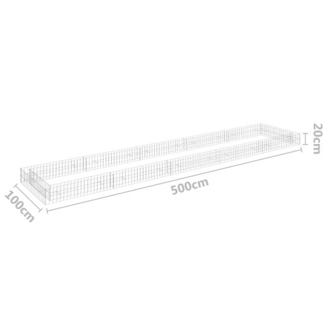 Podwyższona donica gabionowa, galwanizowana stal, 500x100x20 cm