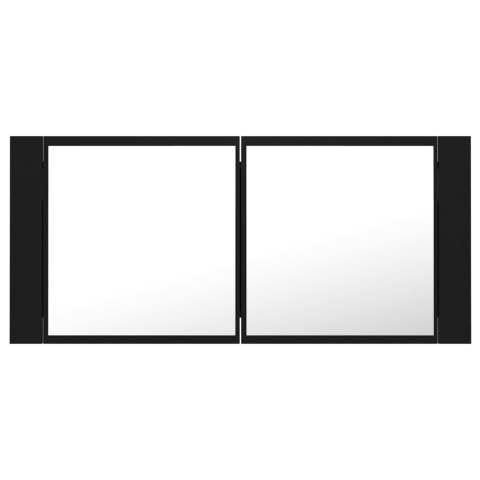 Szafka łazienkowa z lustrem i LED, czarna, 100x12x45 cm, akryl