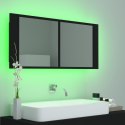 Szafka łazienkowa z lustrem i LED, czarna, 100x12x45 cm, akryl
