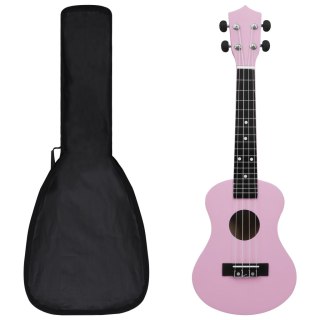 Ukulele sopranowe z pokrowcem, dla dzieci, różowe, 23"