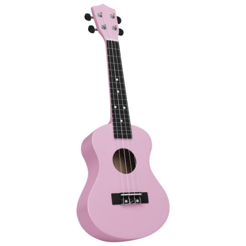 Ukulele sopranowe z pokrowcem, dla dzieci, różowe, 23"