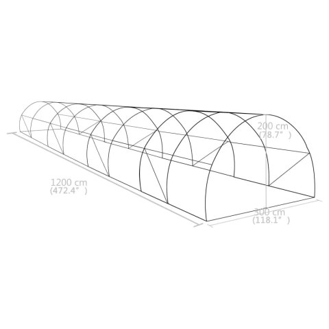 Szklarnia ogrodowa, 36 m², 1200 x 300 x 200 cm