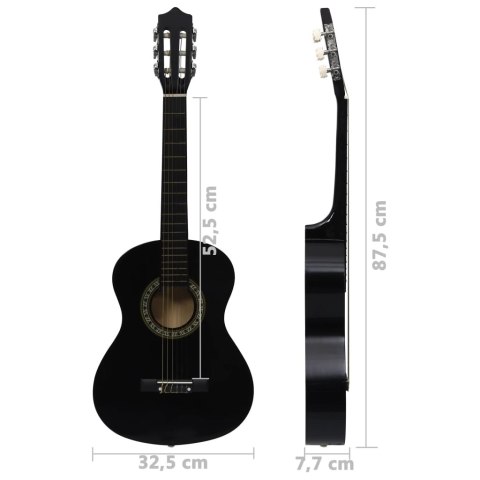 Gitara klasyczna dla początkujących i dzieci, czarna, 1/2, 34"