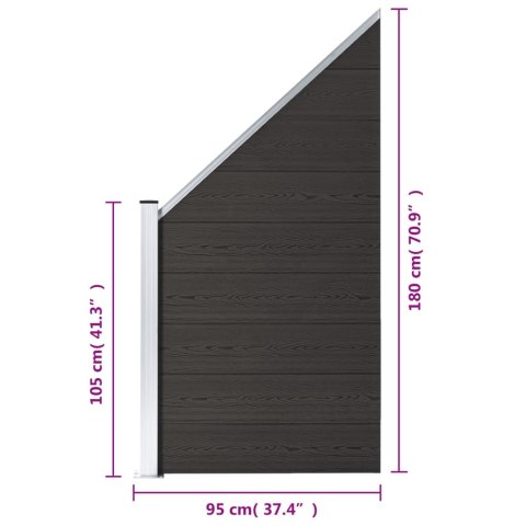 Panel ogrodzeniowy, WPC, 95x(105-180) cm, czarny