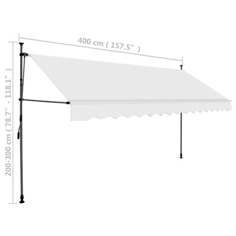 Ręcznie zwijana markiza z LED, 400 cm, kremowa