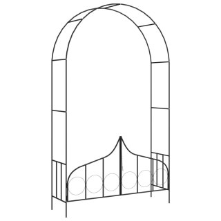 Pergola ogrodowa z furtką, czarna, 138x40x238 cm, żelazna