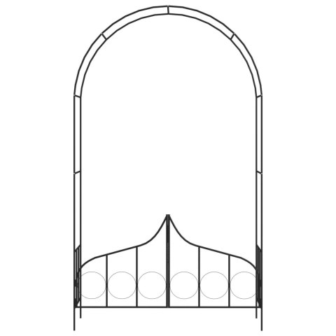 Pergola ogrodowa z furtką, czarna, 138x40x238 cm, żelazna