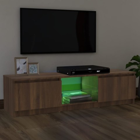 Szafka pod TV z LED, brązowy dąb, 120x30x35,5 cm