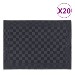 Ręczniki kuchenne, 20 szt., czarno-szare, 50x70 cm, bawełna