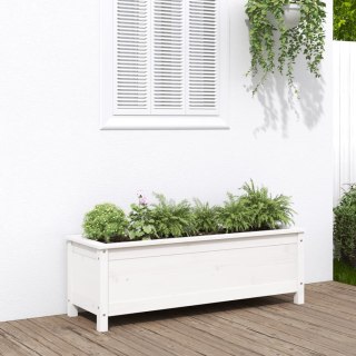 Donica ogrodowa na nóżkach, biała, 119,5x40x39 cm, sosna