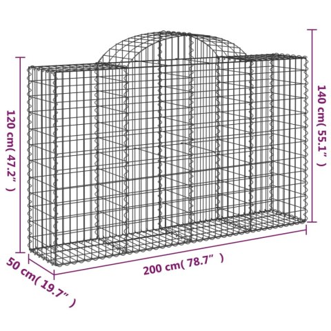 Łukowaty kosz gabionowy 200x50x120/140 cm, galwanizowane żelazo