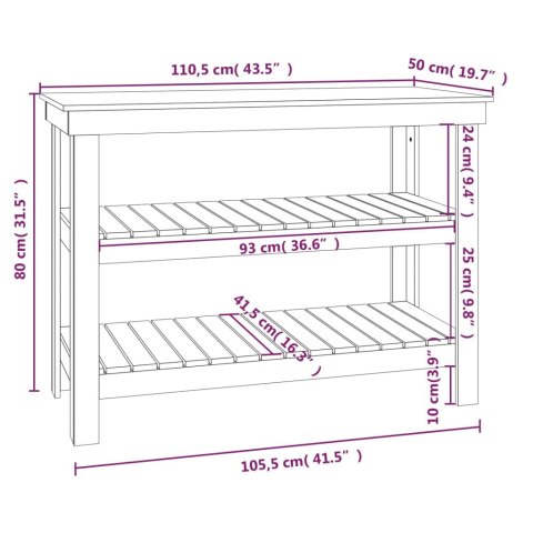 Stolik roboczy, czarny, 110,5x50x80 cm, lite drewno sosnowe