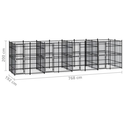 Kojec zewnętrzny dla psa, stalowy, 14,75 m²