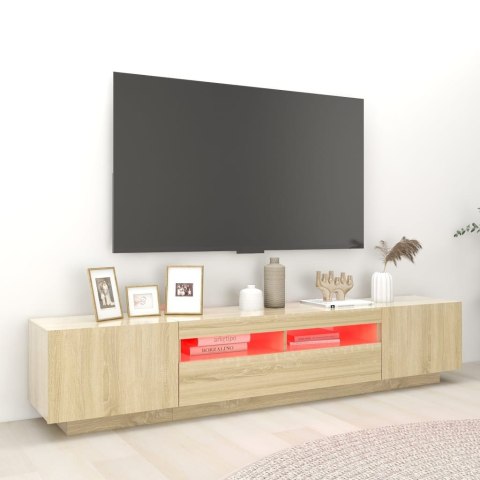 Szafka TV z oświetleniem LED, dąb sonoma, 200x35x40 cm