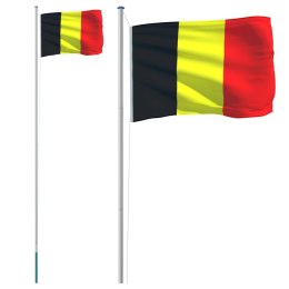 Flaga Belgii z masztem, 6,23 m, aluminium