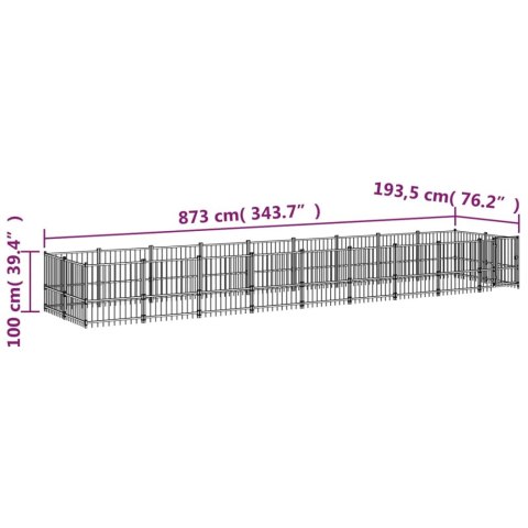 Kojec zewnętrzny dla psa, stalowy, 16,89 m²