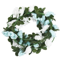 Sztuczne girlandy kwiatowe, 6 szt., niebiesko-białe, 240 cm