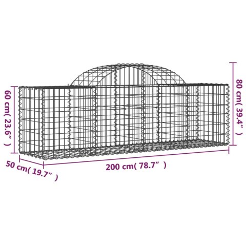 Kosze gabionowe, 6 szt., 200x50x60/80 cm, galwanizowane żelazo