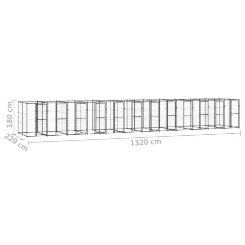 Kojec zewnętrzny dla psa, stalowy, 29,04 m²