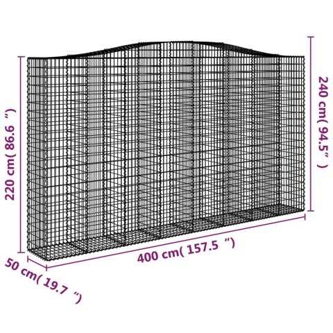 Kosze gabionowe, 2 szt, 400x50x220/240 cm, galwanizowane żelazo