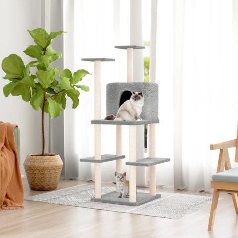 Drapak dla kota, z sizalowymi słupkami, jasnoszary, 144,5 cm