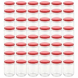 Szklane słoiki na dżem, czerwone pokrywki, 48 szt., 230 ml