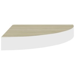 Narożna półka ścienna, dąb i biel, 35x35x3,8 cm, MDF