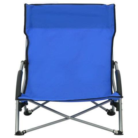 Składane krzesła plażowe, 2 szt., niebieskie, obite tkaniną