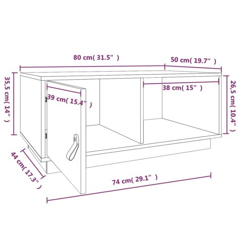 Stolik kawowy, czarny, 80x50x35,5 cm, lite drewno sosnowe