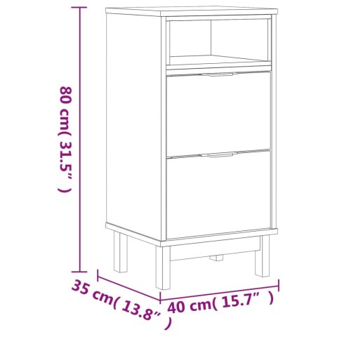 Szafka nocna FLAM, 40x35x80 cm, lite drewno sosnowe