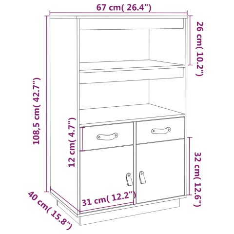 Szafka, szara, 67x40x108,5 cm, lite drewno sosnowe