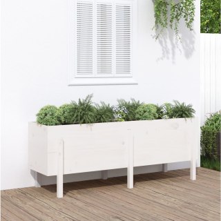 Donica ogrodowa na nóżkach, biała, 160x50x57 cm, drewno sosnowe