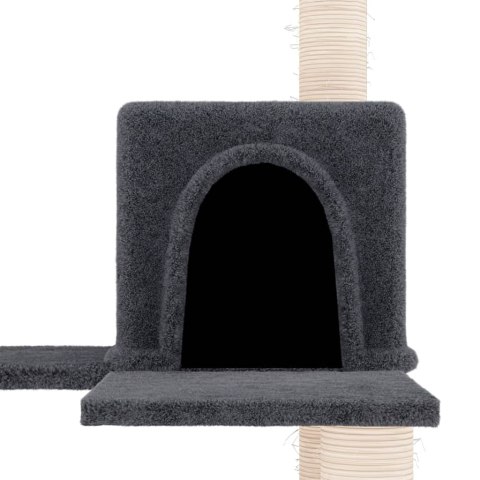 Drapak dla kota z sizalowymi słupkami, ciemnoszary, 153 cm