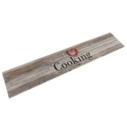  Dywanik kuchenny, wzór z napisem Cooking, szary, 60x300 cm