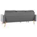  3-osobowa sofa z podnóżkiem, jasnoszara, tapicerowana tkaniną