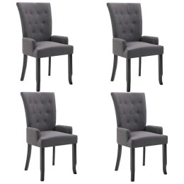  Krzesła stołowe z podłokietnikami, 4 szt., ciemnoszare, tkanina