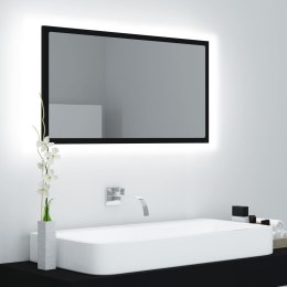  Lustro łazienkowe z LED, czarne, 80x8,5x37 cm, akryl