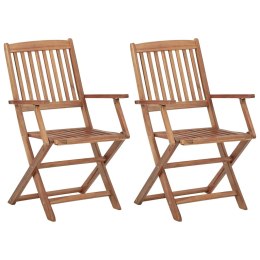  Składane krzesła ogrodowe, 2 szt., lite drewno akacjowe