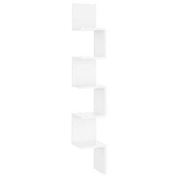  Narożna półka ścienna, biała, wysoki połysk, 20x20x127,5 cm