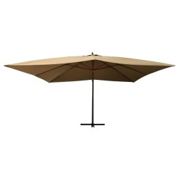  Wiszący parasol z drewnianym słupkiem, 400x300 cm, taupe