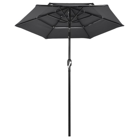  3-poziomowy parasol na aluminiowym słupku, antracytowy, 2 m