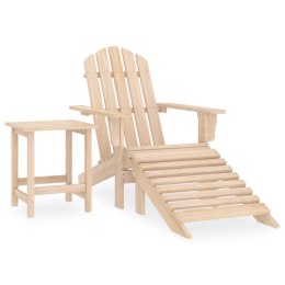  Krzesło ogrodowe Adirondack z podnóżkiem i stolikiem, jodłowe