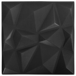  Panele ścienne 3D, 24 szt., 50x50 cm, diamentowa czerń, 6 m²