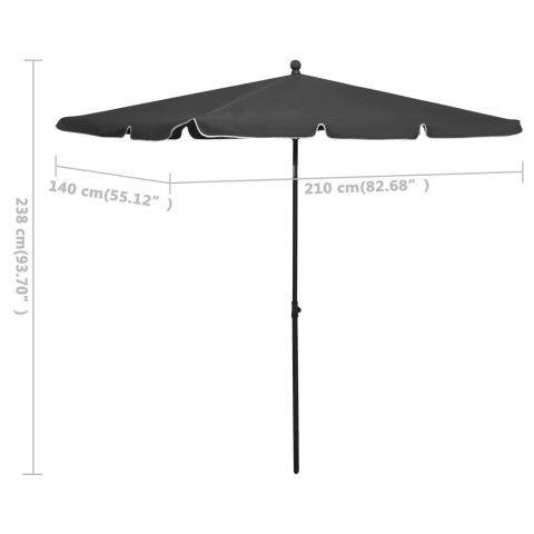  Parasol ogrodowy na słupku, 210x140 cm, antracytowy