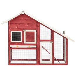  Domek dla królika, czerwono-biały 140x63x120 cm, drewno jodłowe