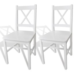  Krzesła stołowe, 2 szt., białe, drewno sosnowe