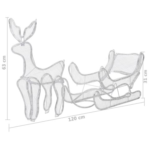  Świąteczny renifer z saniami, z siateczką, 432 diod LED