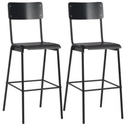  Krzesła barowe, 2 szt., czarne, sklejka i stal