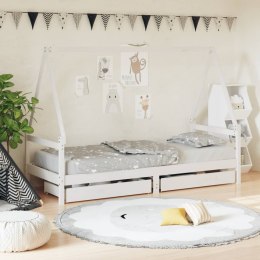  Rama łóżka dziecięcego z szufladami, biała, 90x200 cm, sosnowa
